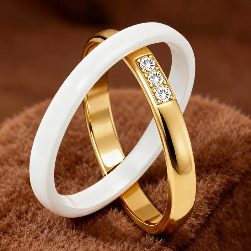 Minimalist Two-Tone Interlocking  Ring - Thumbnail 2