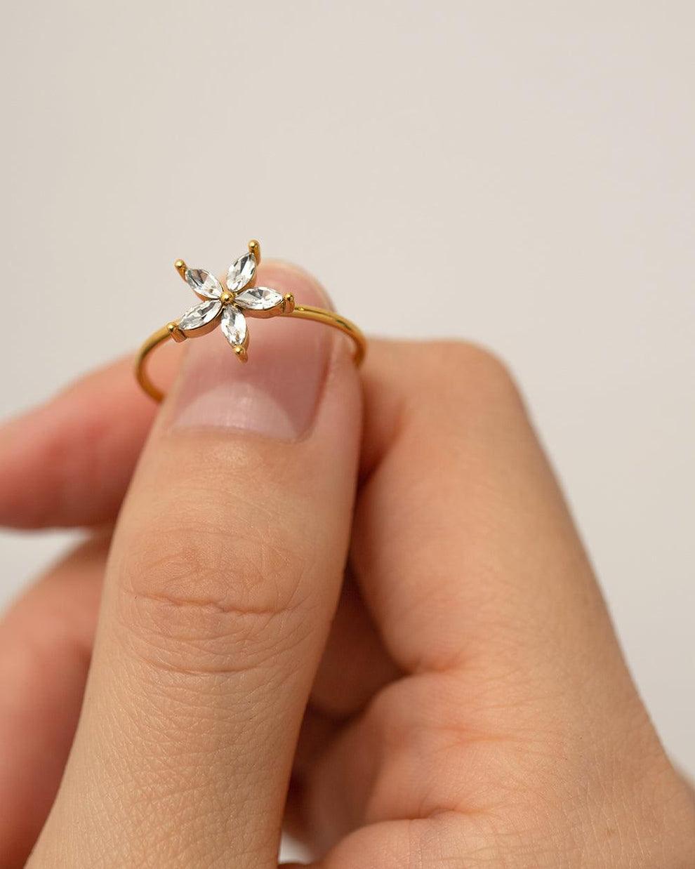 Flower Zirconia Resizable Ring - Thumbnail 3