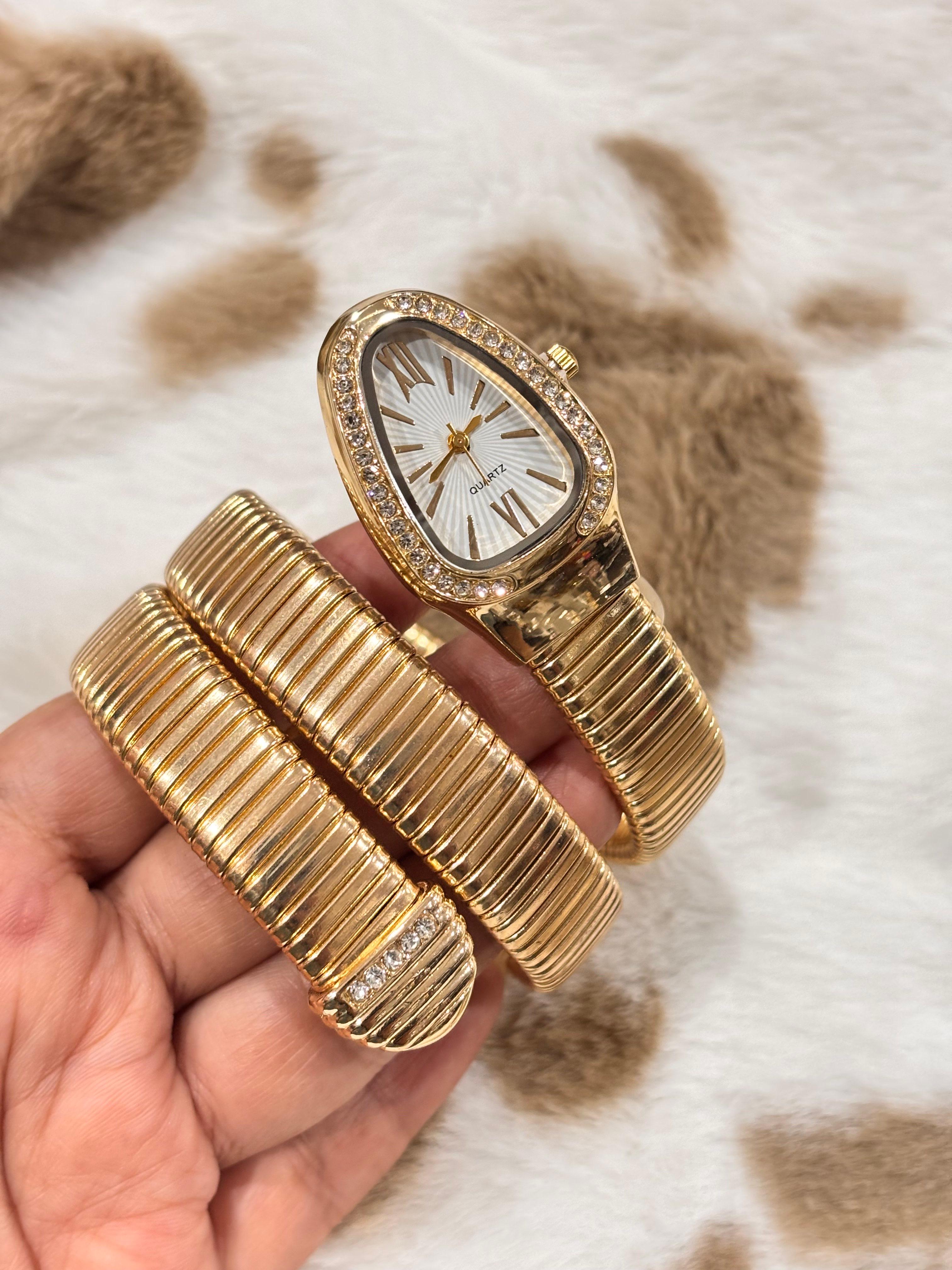 Gold snake watch - Image 1